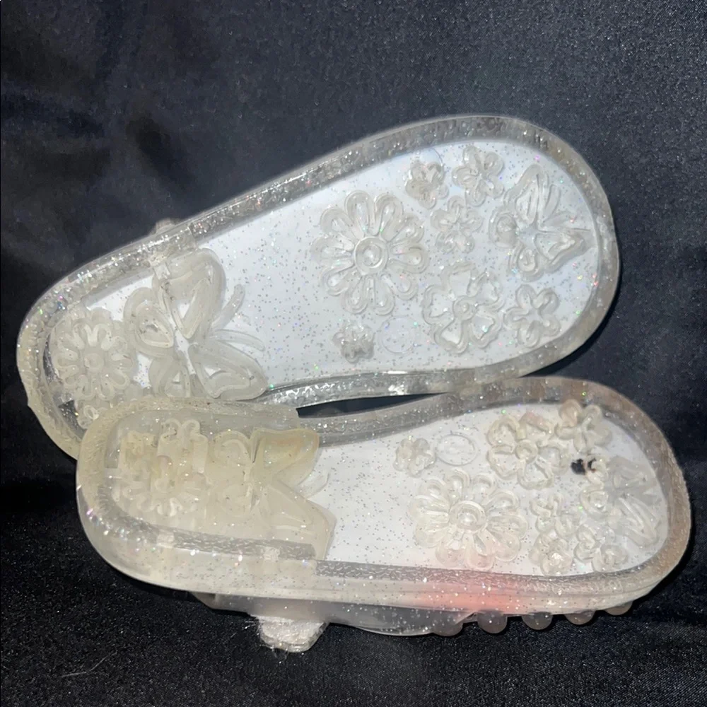 Clear Sparkly Jelly Sandals with Cage Design